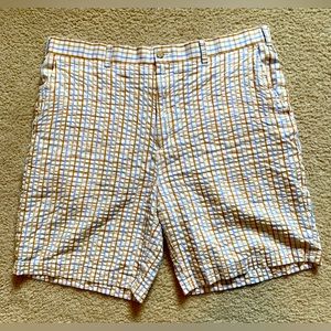 Bobby jones seersucker flat front‎ golf shorts size 38 Plaid Cotton